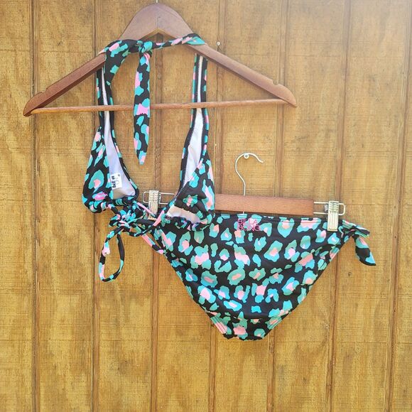 Billabong 2 Piece Triangle Top Tie Side Bottoms Bikini Swimsuit Womens Size M - Picture 8 of 11